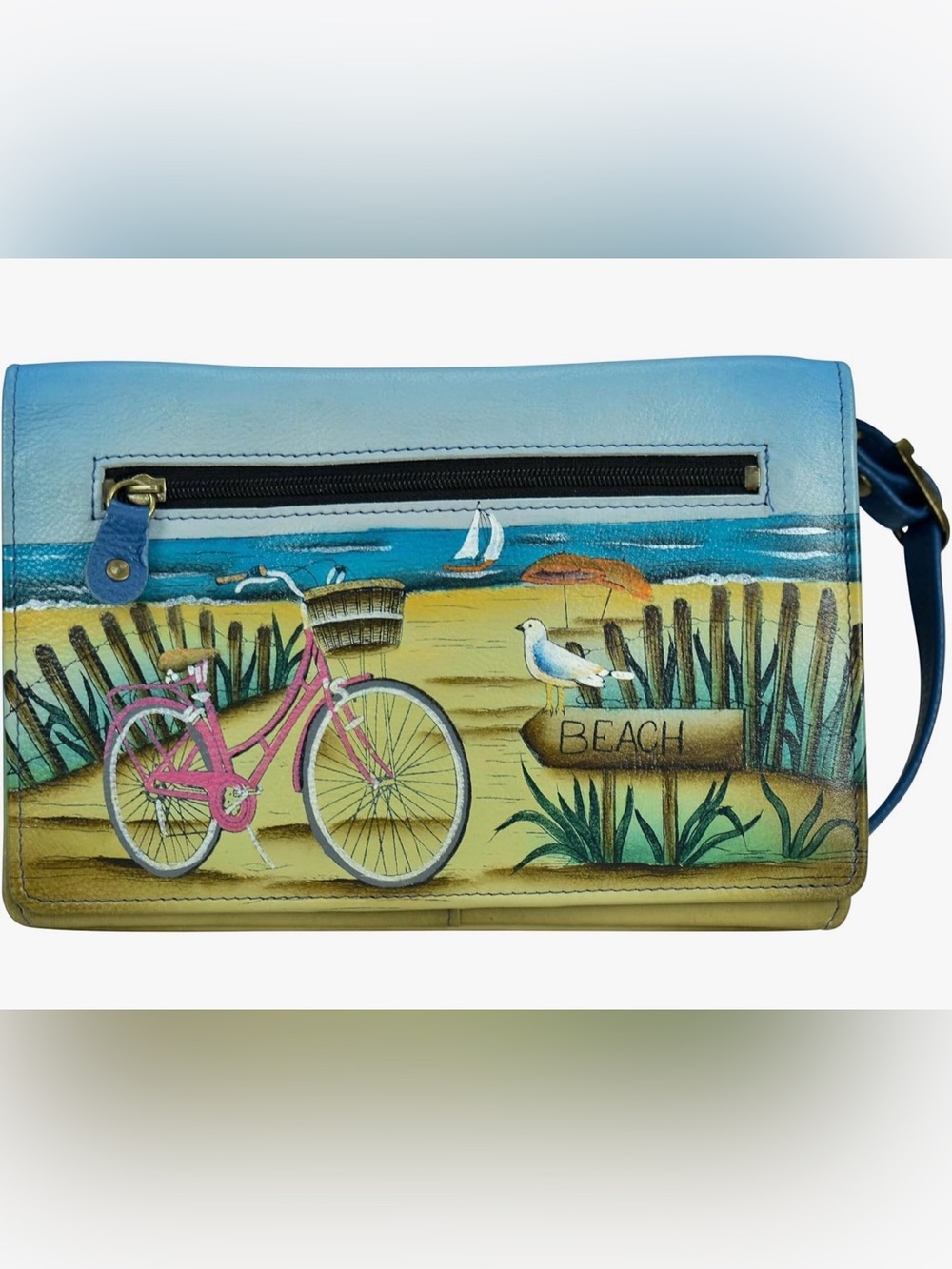 Anuschka beach scene convertible clutch/Crossbody or shoulder bag-NWT